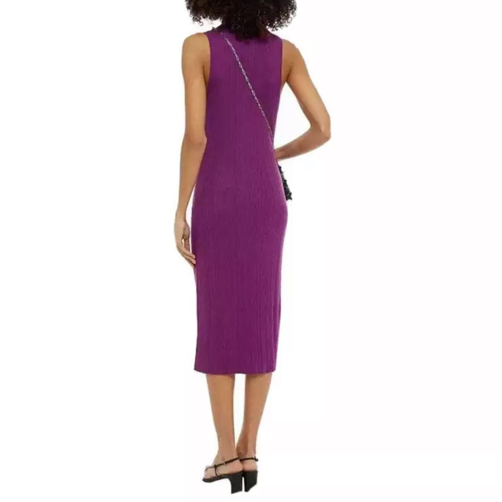 Ninety Percent Women’s Mock Neck Ribbed MIDI Dress, Size Medium - Purple